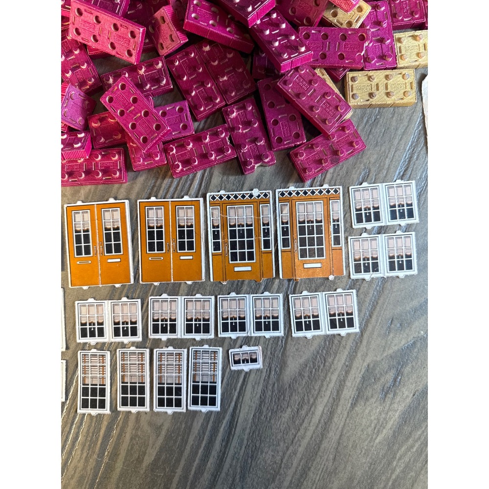 VTG Halsam American Bricks Wood Building Blocks 6.3lb Lot w/ Rare Window Doors - Picture 2 of 11